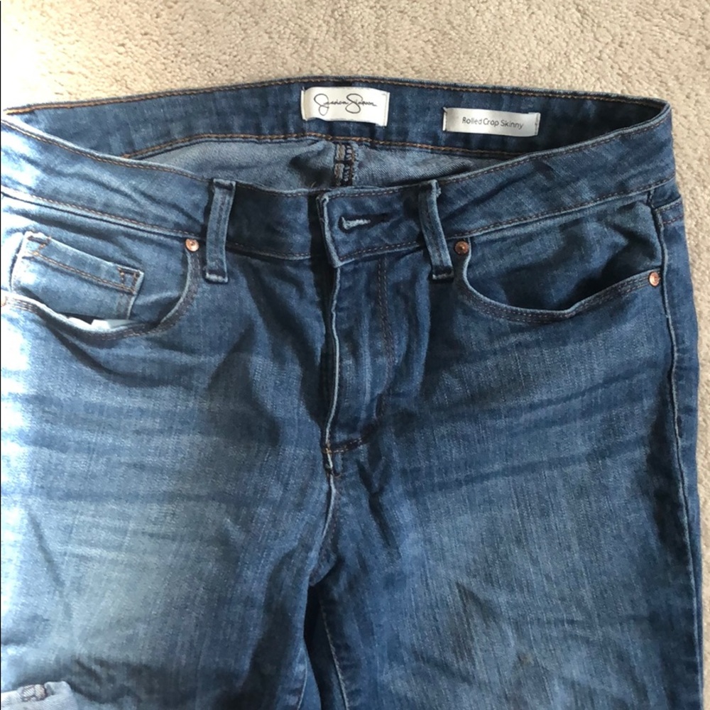 Rolled crop skinny jeans